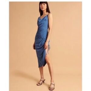 Abercrombie & Fitch Asymmetrical Cinched Midi Dress